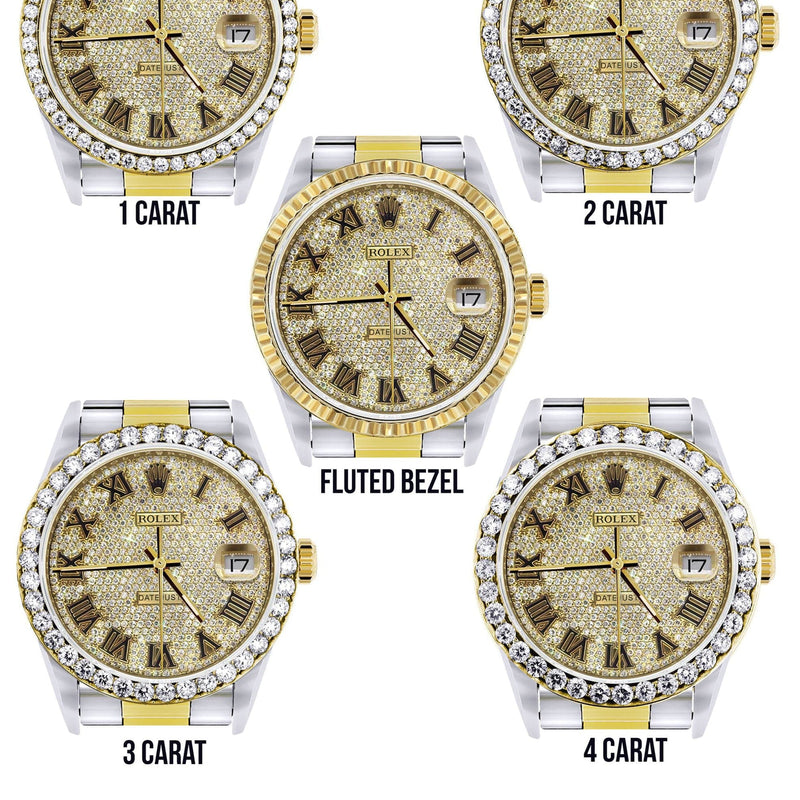 Diamond Gold Rolex Watch For Men 16233 | 36MM | Full Diamond Roman Dial | Oyster Band