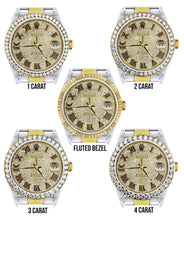 Diamond Gold Rolex Watch For Men 16233 | 36MM | Full Diamond Roman Dial | Oyster Band