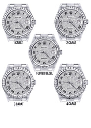 Diamond Mens Rolex Datejust Watch 16200  | 36MM | Full Diamond Roman Dial | Oyster Band