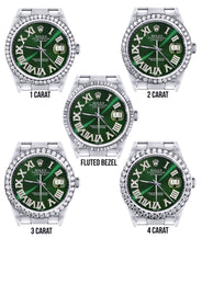Diamond Mens  Rolex Datejust Watch 16200 | 36Mm | Custom Green Roman Numeral Dial | Oyster Band