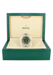 Gold & Steel Rolex Datejust Watch 16233 for Men | 36Mm | Green Roman Dial | Oyster Band