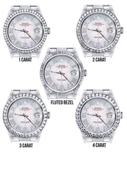 Diamond Mens Rolex Datejust Watch 16200 | 36Mm | Light Blue Mother Of Pearl Roman Numeral Dial | Oyster Band