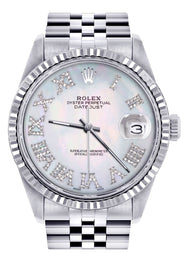 Mens Rolex Datejust Watch 16200 | Fluted Bezel | 36Mm | Mother of Pearl Roman Dial | Jubilee Band