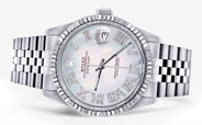 Womens Rolex Datejust Watch 16200 | Fluted Bezel | 36Mm | Mother of Pearl Roman Dial | Fluted Bezel | Jubilee Band