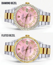 Gold & Steel Rolex Datejust Watch 16233 for Men | 36Mm | Pink Roman Dial | Oyster Band