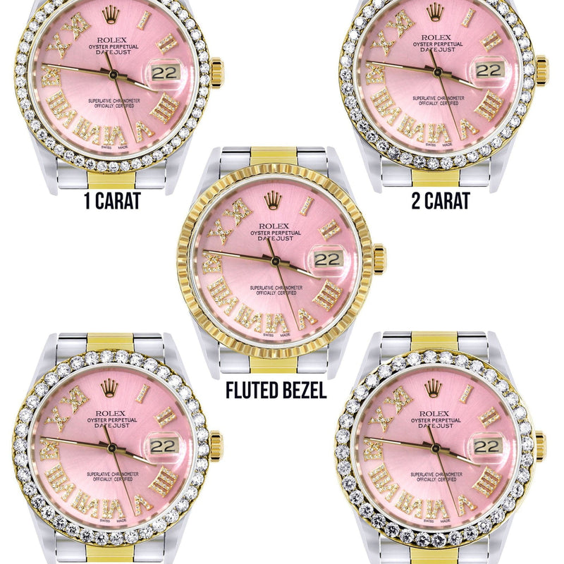 Gold & Steel Rolex Datejust Watch 16233 for Men | 36Mm | Pink Roman Dial | Oyster Band