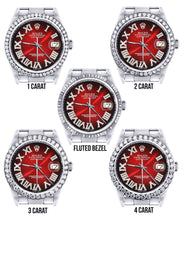 Diamond Mens Rolex Datejust Watch 16200 | 36Mm | Red Black Roman Numeral Dial | Oyster Band