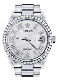 Diamond Mens Rolex Datejust Watch 16200 | 36Mm | Diamond Rolex Textured Roman Numeral Dial | Oyster Band