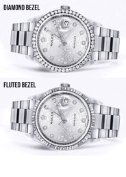 Diamond Mens Rolex Datejust Watch 16200 | 36Mm | Diamond Rolex Textured Roman Numeral Dial | Oyster Band