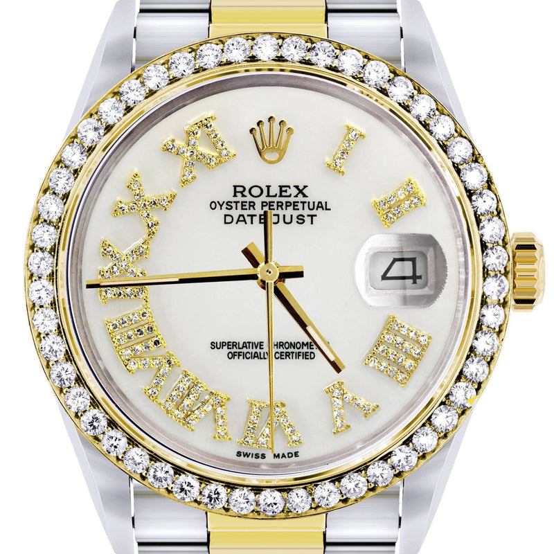 Gold & Steel Rolex Datejust Watch 16233 for Men | 36Mm | White Roman Dial | Oyster Band