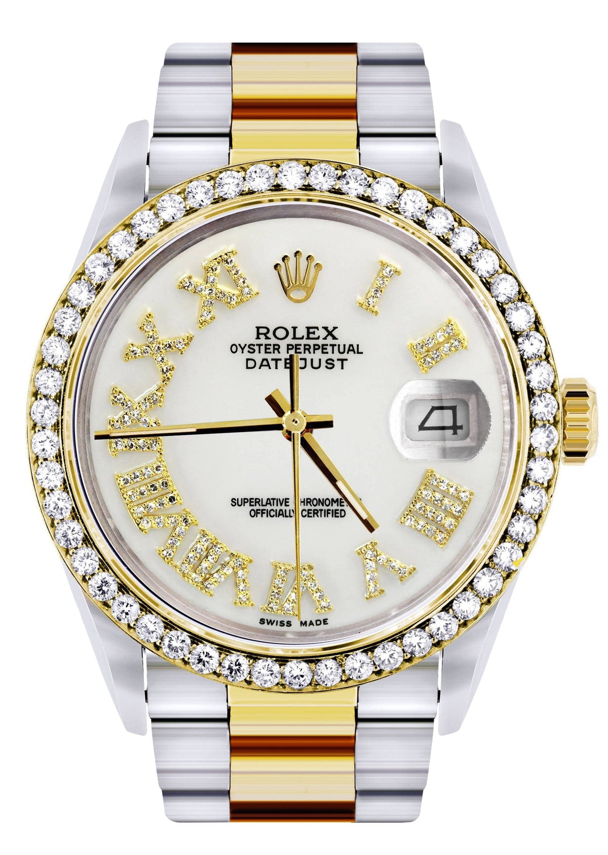 Gold & Steel Rolex Datejust Watch 16233 for Men | 36Mm | White Roman Dial | Oyster Band