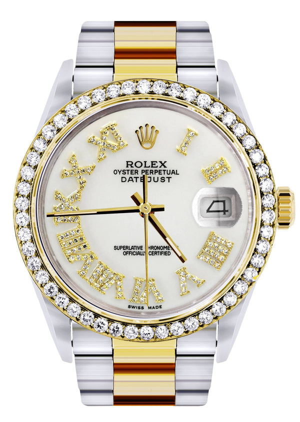 Gold & Steel Rolex Datejust Watch 16233 for Men | 36Mm | White Roman Dial | Oyster Band