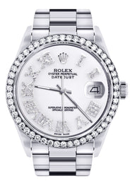 Diamond Mens Rolex Datejust Watch 16200 | 36Mm | White Roman Numeral Dial | Oyster Band