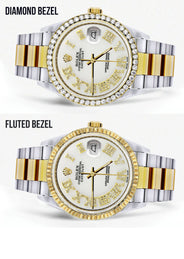 Gold & Steel Rolex Datejust Watch 16233 for Men | 36Mm | White Roman Dial | Oyster Band