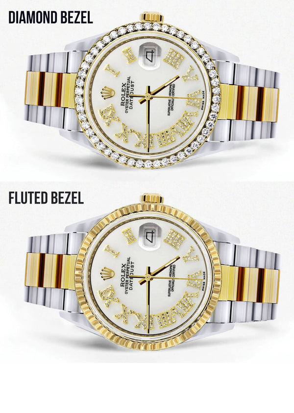Gold & Steel Rolex Datejust Watch 16233 for Men | 36Mm | White Roman Dial | Oyster Band