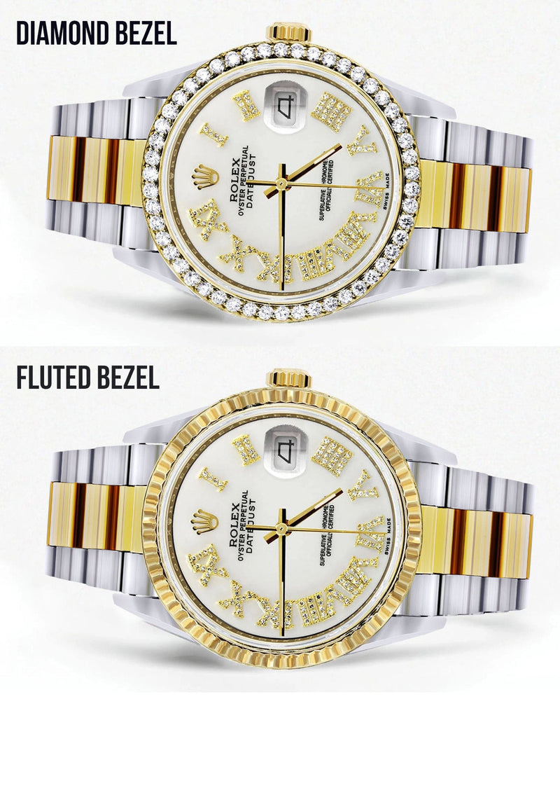 Gold & Steel Rolex Datejust Watch 16233 for Men | 36Mm | White Roman Dial | Oyster Band