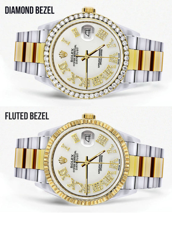 Gold & Steel Rolex Datejust Watch 16233 for Men | 36Mm | White Roman Dial | Oyster Band