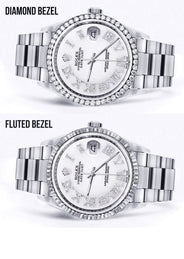 Diamond Mens Rolex Datejust Watch 16200 | 36Mm | White Roman Numeral Dial | Oyster Band