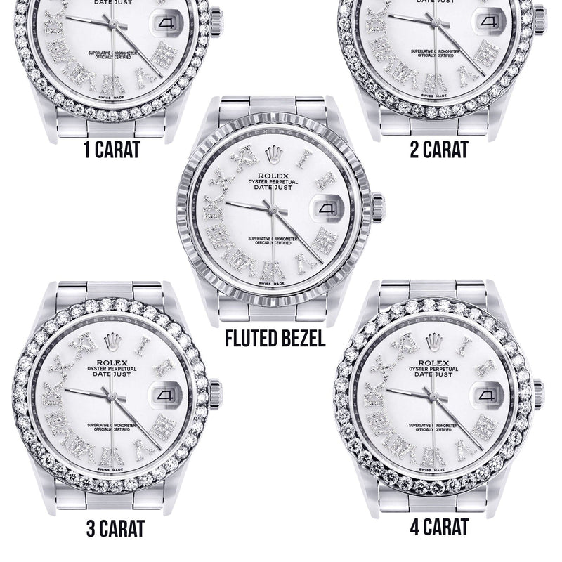 Diamond Mens Rolex Datejust Watch 16200 | 36Mm | White Roman Numeral Dial | Oyster Band