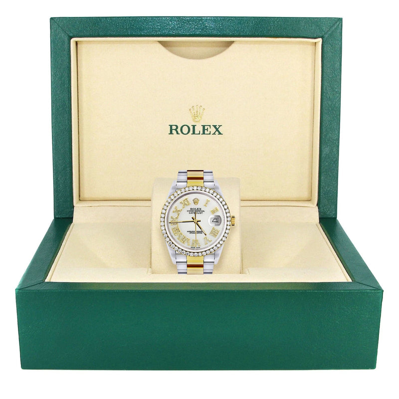 Gold & Steel Rolex Datejust Watch 16233 for Men | 36Mm | White Roman Dial | Oyster Band