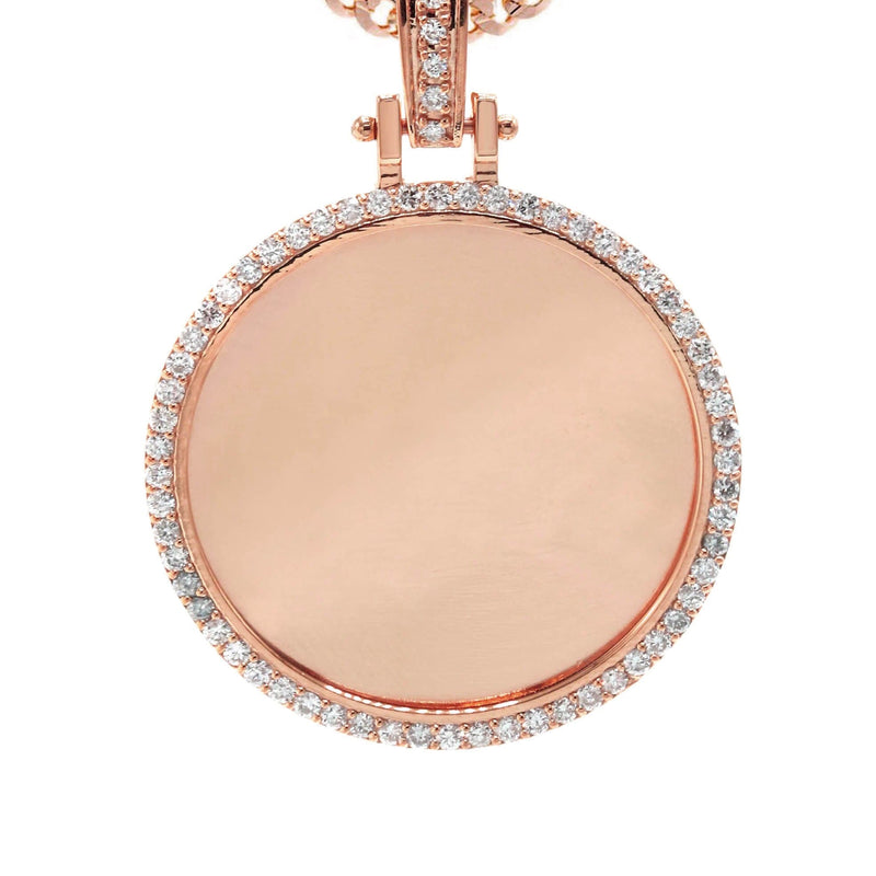 Diamond 10K/14K Rose Gold Large Round Picture Pendant Necklace | Appx. 0.65 Carat