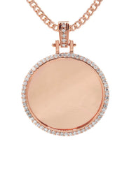Diamond 10K/14K Rose Gold Large Round Picture Pendant Necklace | Appx. 0.65 Carat