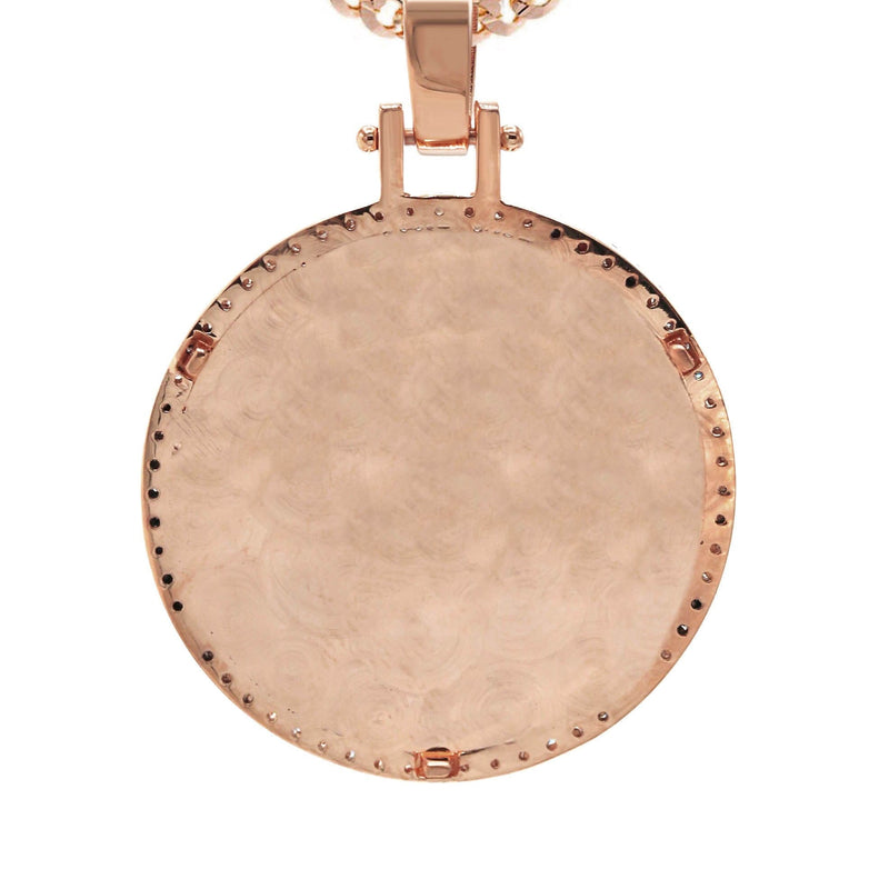 Diamond 10K/14K Rose Gold Large Round Picture Pendant Necklace | Appx. 0.65 Carat