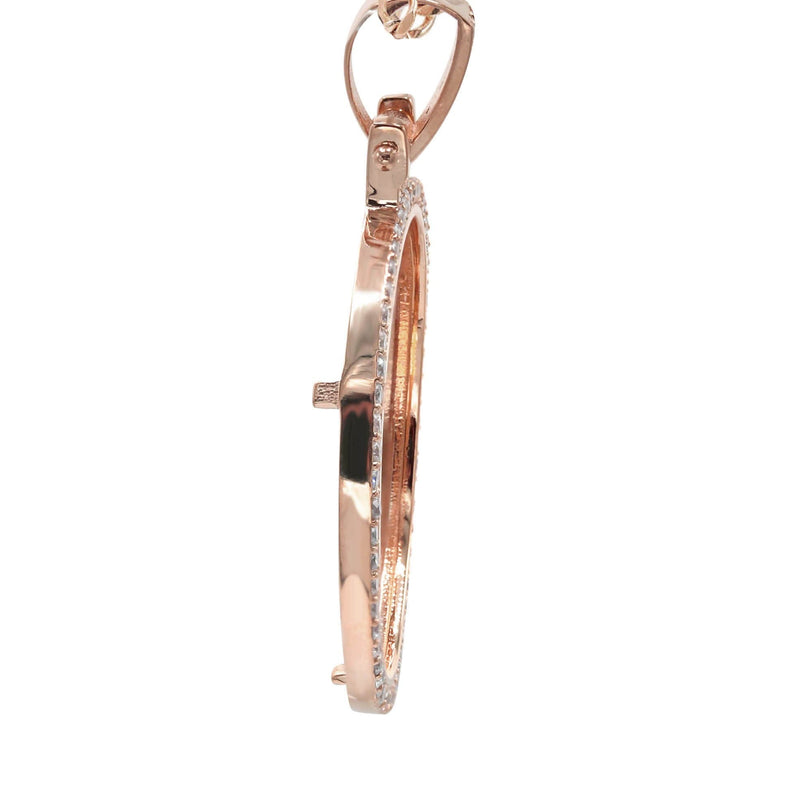 Diamond 10K/14K Rose Gold Large Round Picture Pendant Necklace | Appx. 0.65 Carat