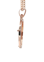 Diamond 10K/14K Rose Gold Large Round Picture Pendant Necklace | Appx. 0.65 Carat
