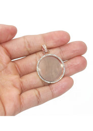 Diamond 10K/14K Rose Gold Large Round Picture Pendant Necklace | Appx. 0.65 Carat