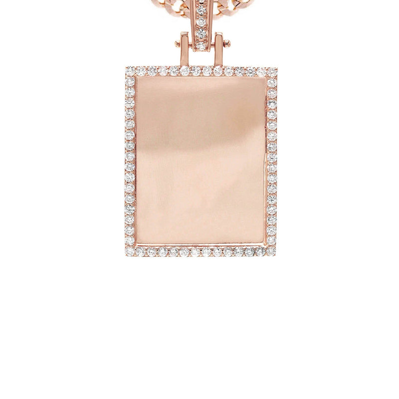 Diamond 10K/14K Rose Gold Rectangle Picture Pendant Necklace | Appx. 0.60 Carat