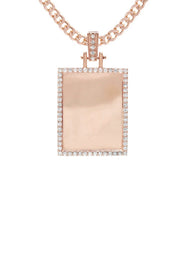 Diamond 10K/14K Rose Gold Rectangle Picture Pendant Necklace | Appx. 0.60 Carat