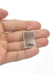 Diamond 10K/14K Rose Gold Rectangle Picture Pendant Necklace | Appx. 0.60 Carat