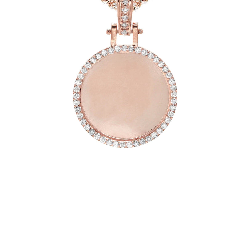 Diamond 10K/14K Rose Gold Small Round Picture Pendant Necklace | Appx. 0.50 Carat