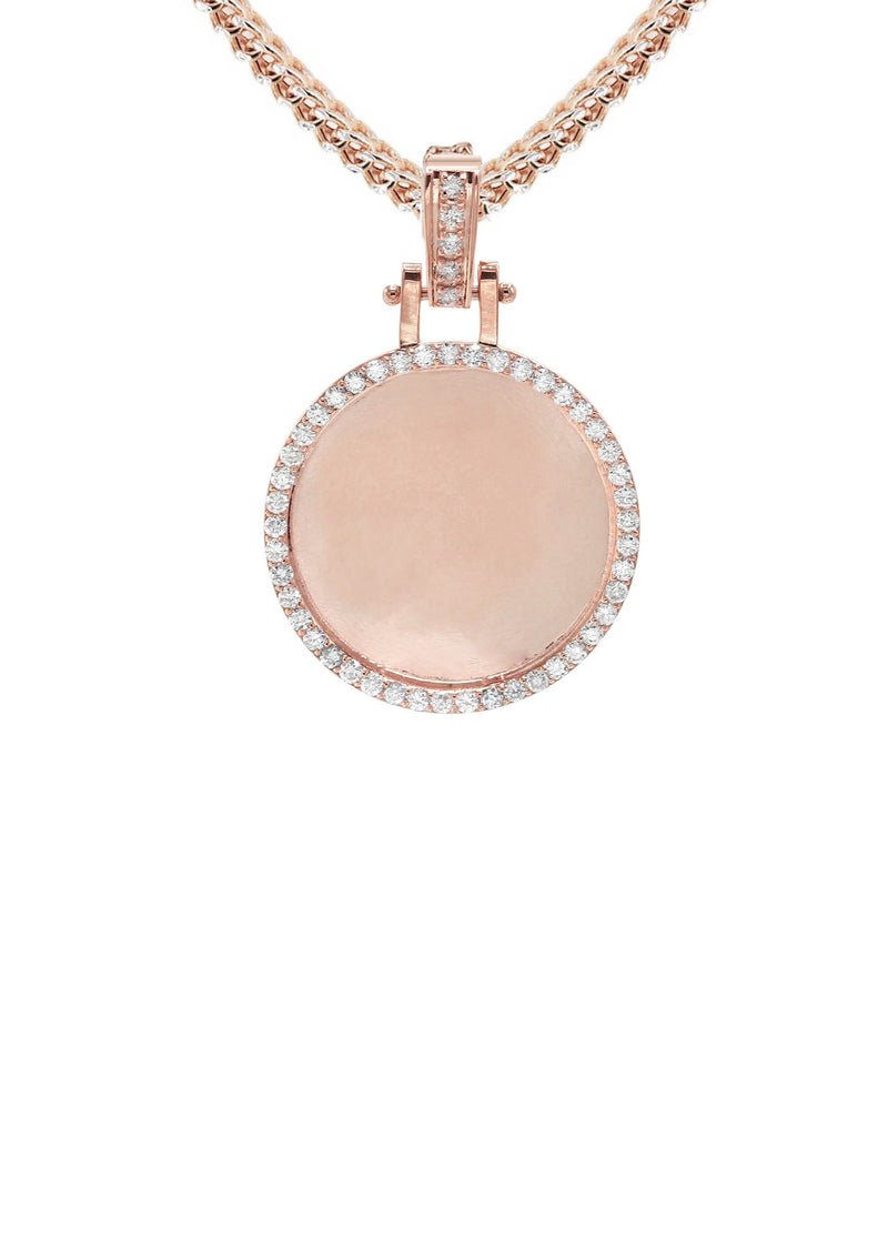 Diamond 10K/14K Rose Gold Small Round Picture Pendant Necklace | Appx. 0.50 Carat