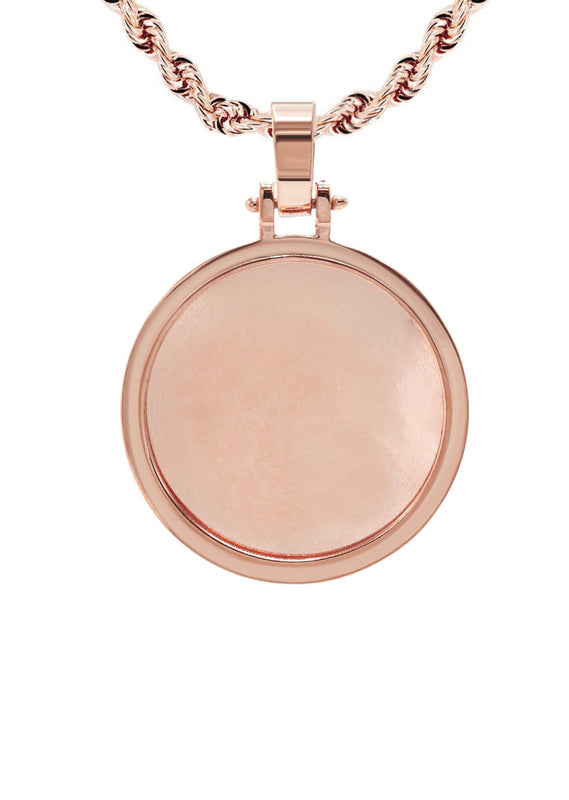 10K/14K Rose Gold Large Round Picture Pendant Necklace