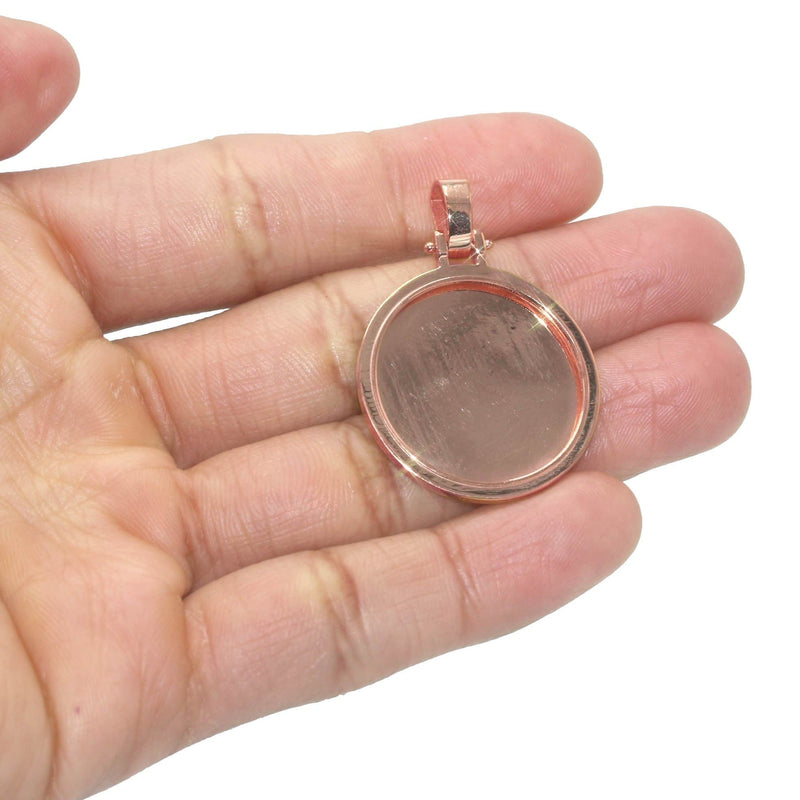 10K/14K Rose Gold Large Round Picture Pendant Necklace
