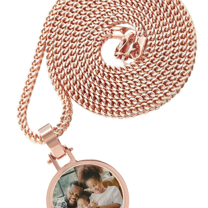 10K/14K Rose Gold Small Round Picture Pendant Necklace