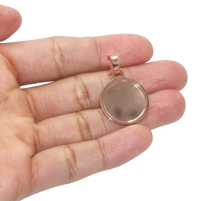 10K/14K Rose Gold Small Round Picture Pendant Necklace