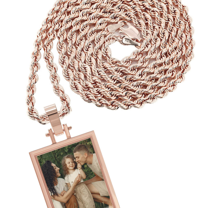 10K/14K Rose Gold Small Rectangle Picture Pendant Necklace