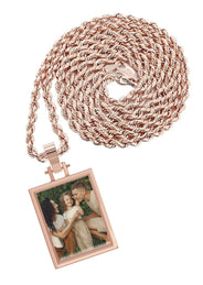 10K/14K Rose Gold Small Rectangle Picture Pendant Necklace