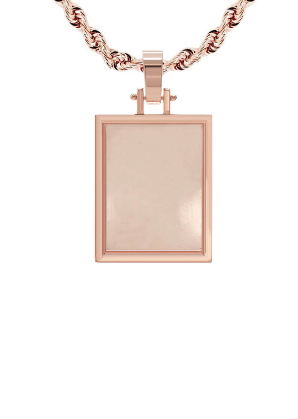 10K/14K Rose Gold Small Rectangle Picture Pendant Necklace