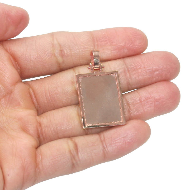 10K/14K Rose Gold Small Rectangle Picture Pendant Necklace