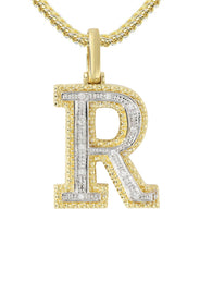 Diamond 10K Yellow Gold Letter "R" Necklace | Appx. 14.3 Grams
