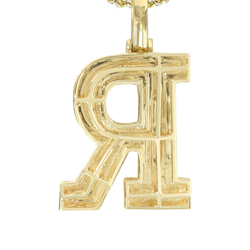 Diamond 10K Yellow Gold Letter "R" Necklace | Appx. 14.3 Grams