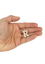 Diamond 10K Yellow Gold Letter "R" Necklace | Appx. 14.3 Grams