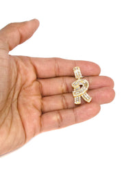 14K Yellow Gold Letter "R" Baguette Diamond Necklace | 2.01 Carats