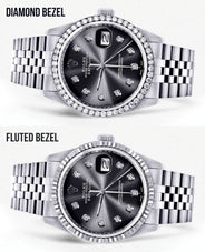 Diamond Mens Rolex Datejust Watch 16200 | 36Mm | Graphite Diamond Dial | Jubilee Band
