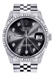 Mens Rolex Datejust Watch 16200 | Fluted Bezel | 36Mm | Chrome Dial | Jubilee Band
