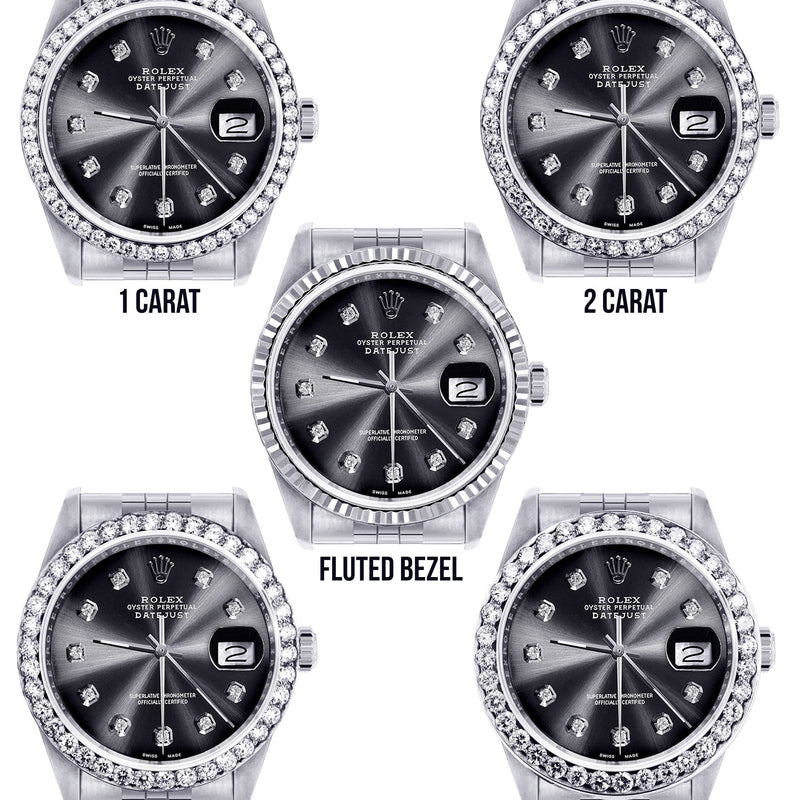 Diamond Mens Rolex Datejust Watch 16200 | 36Mm | Graphite Diamond Dial | Jubilee Band